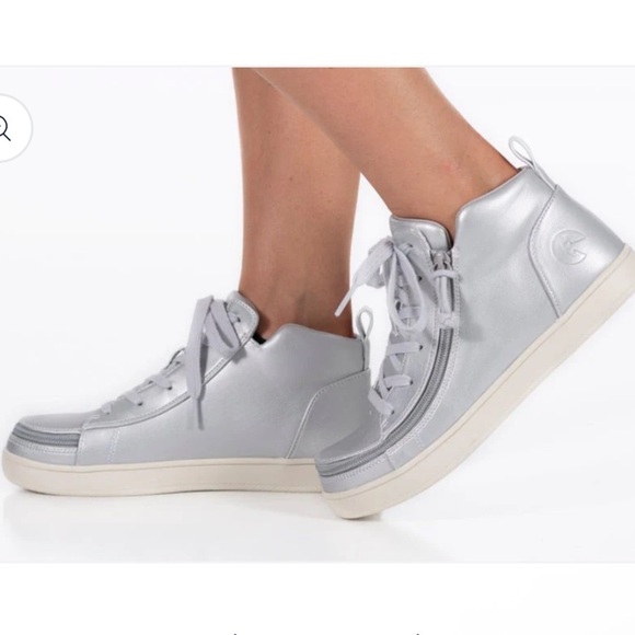 Silver Grey Metallic BILLY Sneaker Lace Mid Tops - Picture 2 of 14